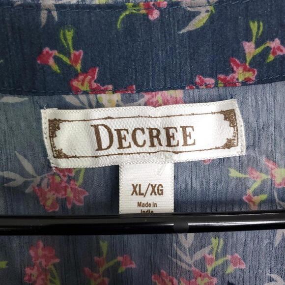 Decree Top Womens XL Sheer Lightweight Colorful Ruffle Poet Sleeve Feminine - Picture 6 of 10